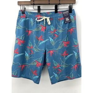 Fair Harbor Shorts Mens 2XL Blue Swim Anchor 10" Trunks Floral Beach Lined NTW‎